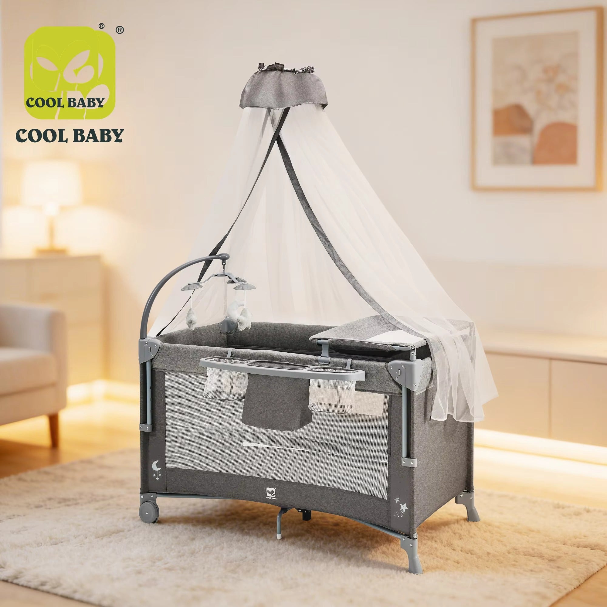 Foldable Baby Bed with Playpen