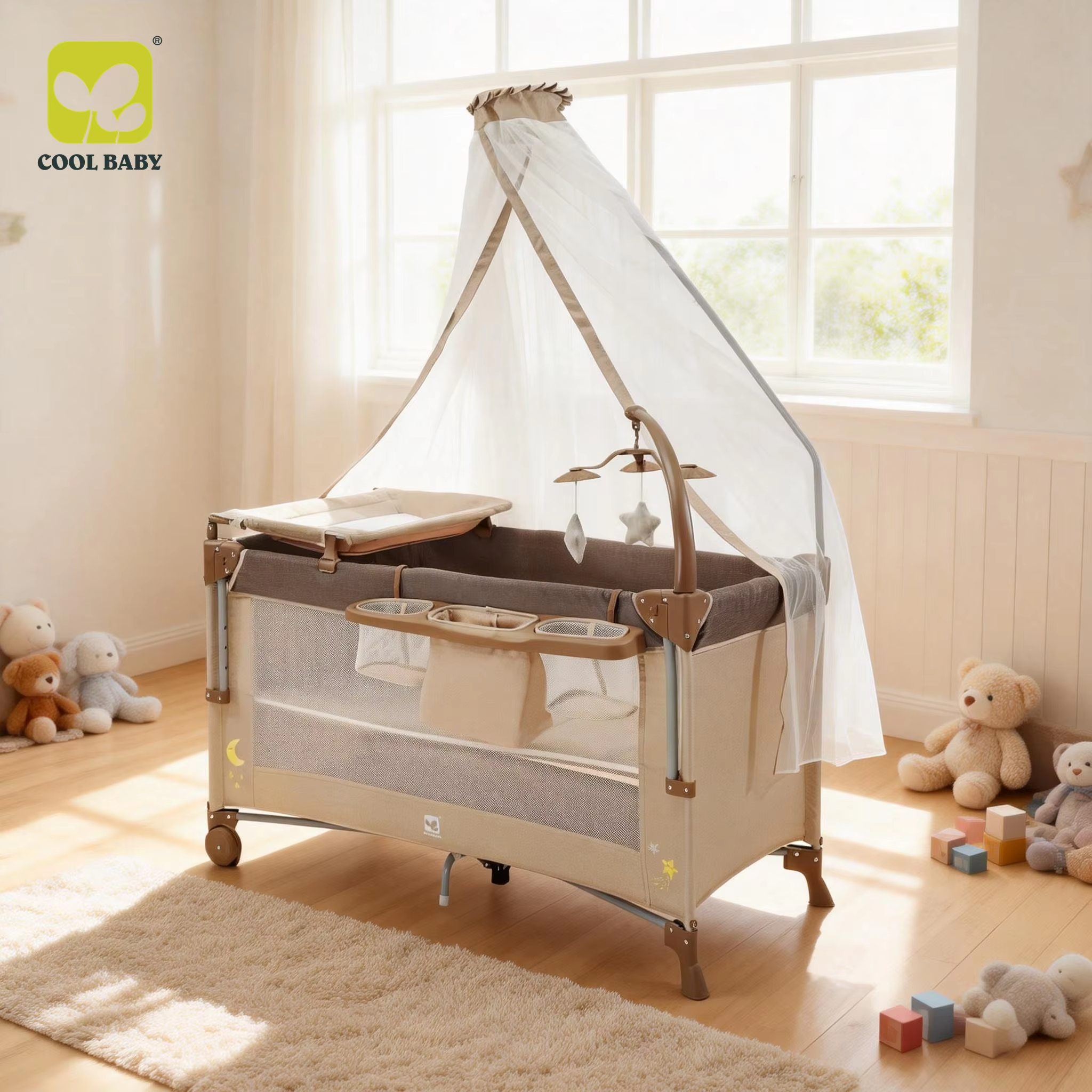 Foldable Baby Bed with Playpen