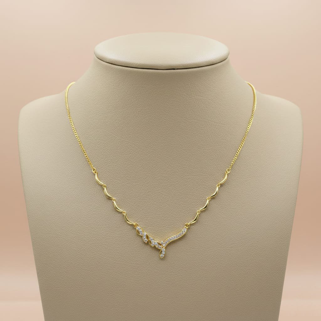 Celestial Vine Gold Necklace – Sparkling Wave Pendant for Women