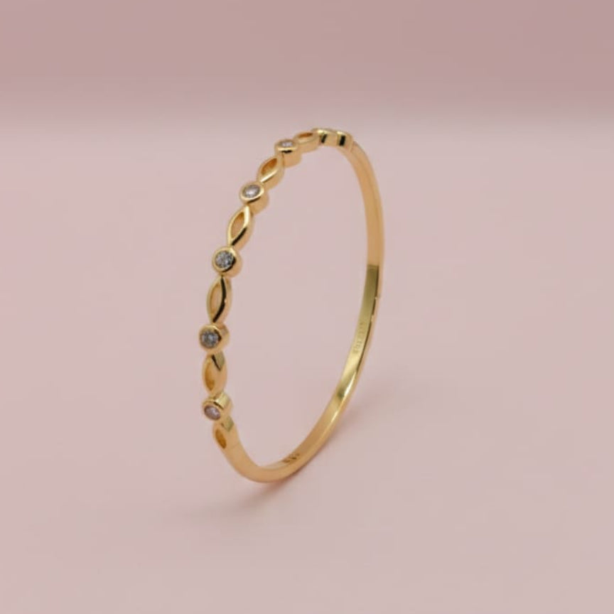 The Aurelia Slim Lock Bangle – Delicate Gold and Crystal Stacking Cuff