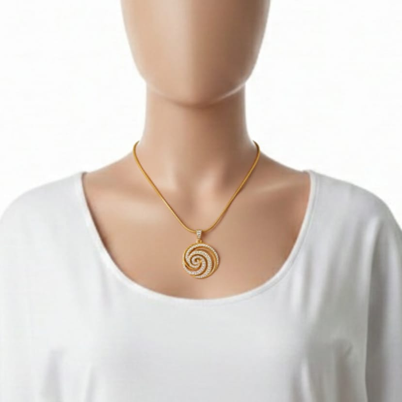 Pave Spiral Medallion Necklace