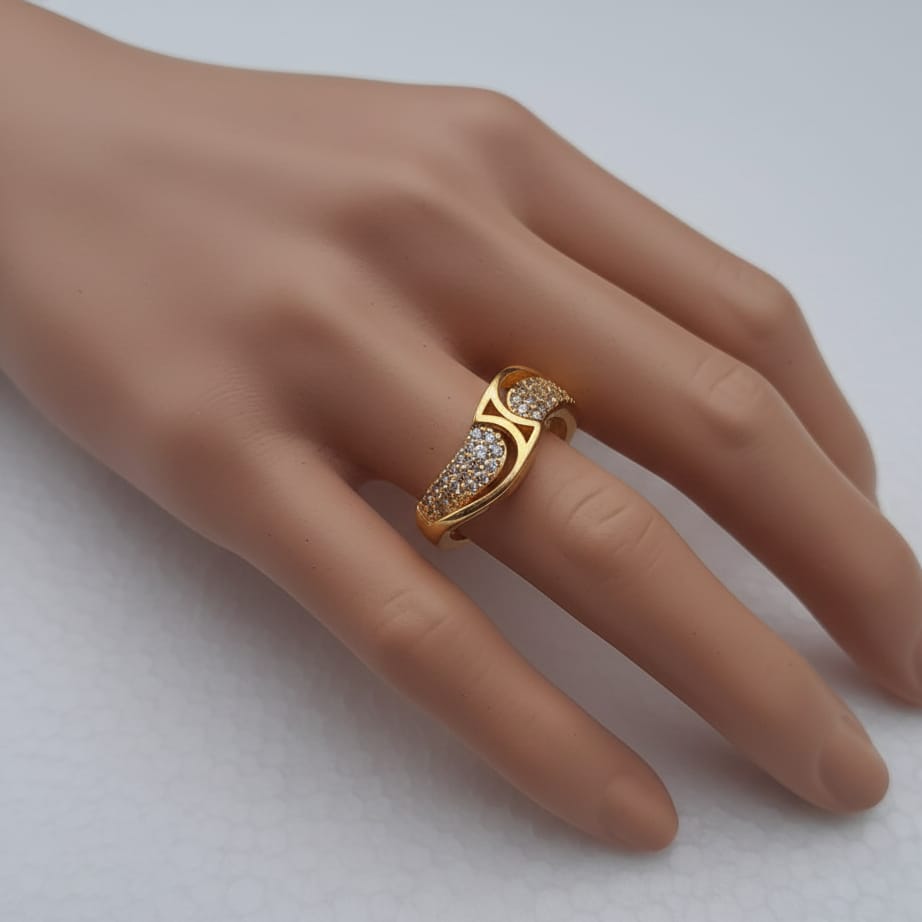 Golden Crescent Pave Ring