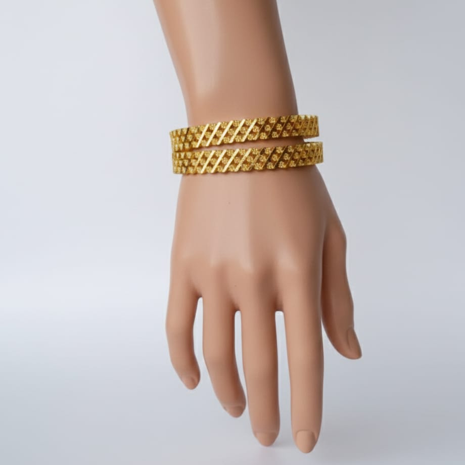 Lattice Shine Gold Plated Bangle