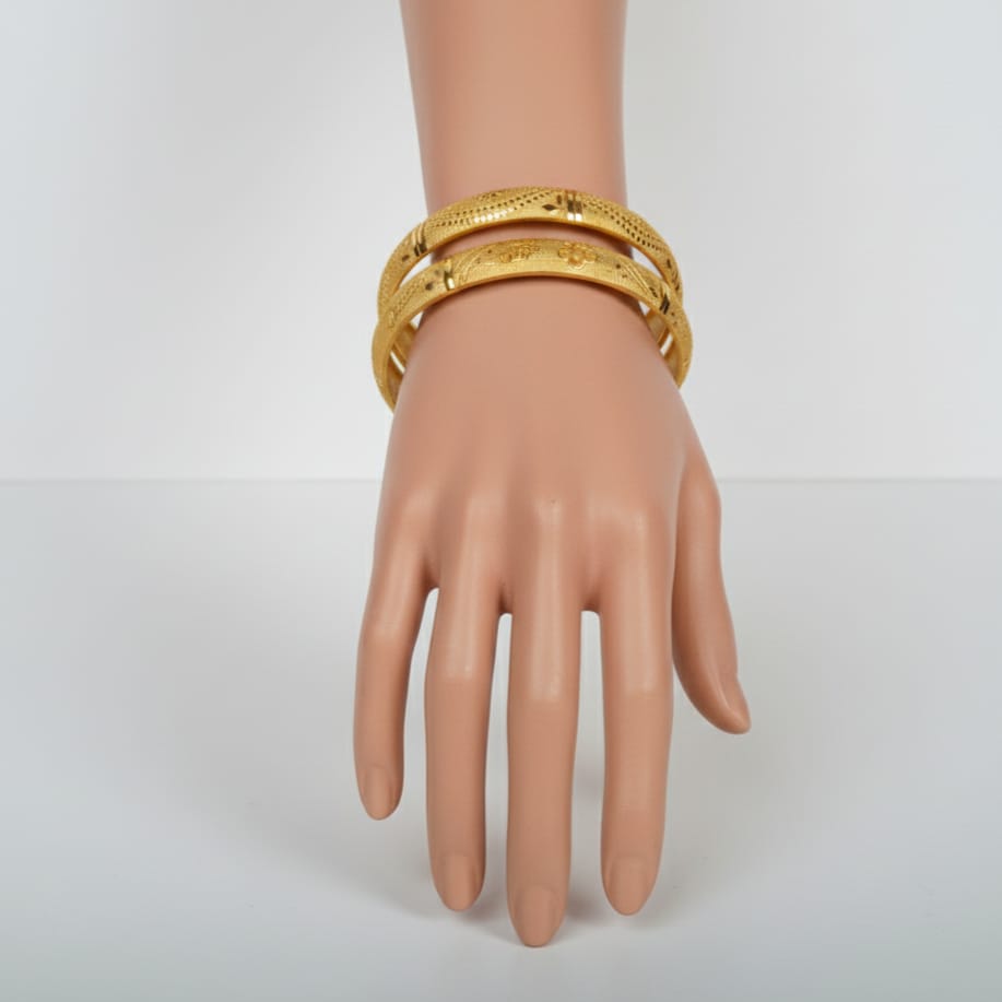 Classic Floral Engraved Gold Bangles