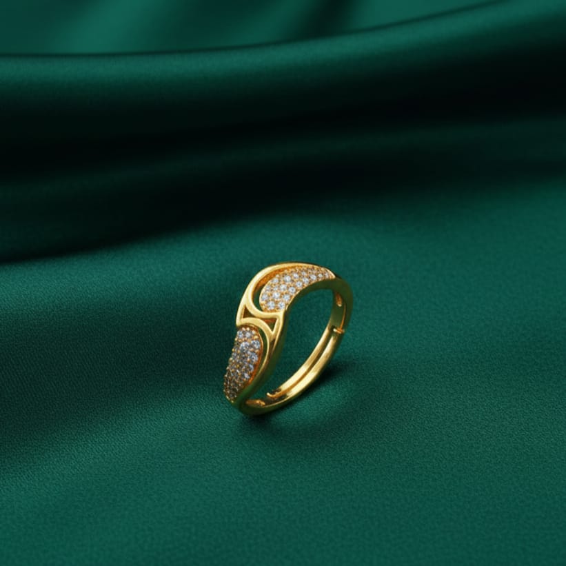 Golden Crescent Pave Ring