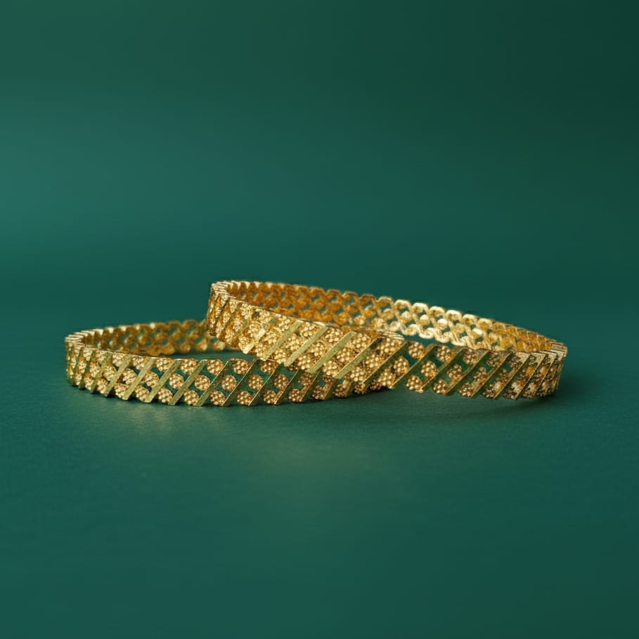 Lattice Shine Gold Plated Bangle