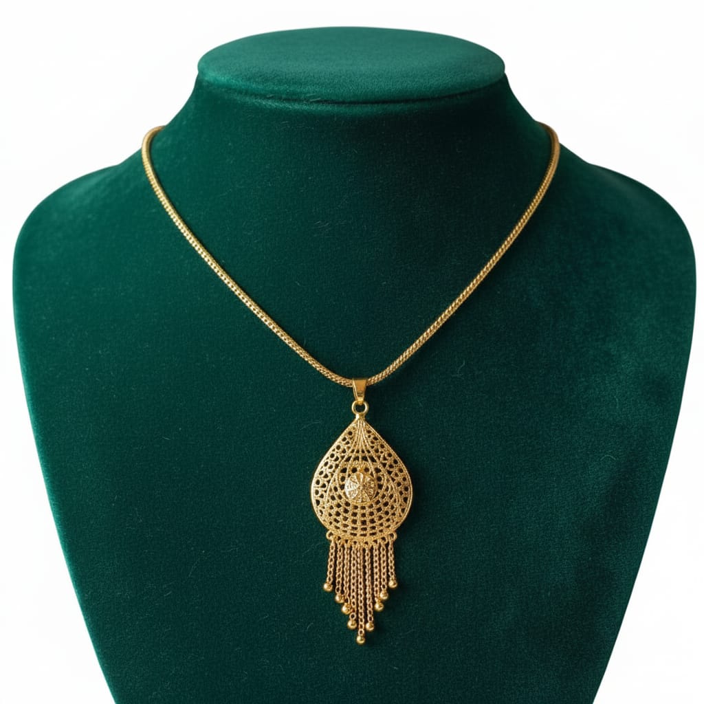 Radiant Teardrop Gold plated Pendant Necklace