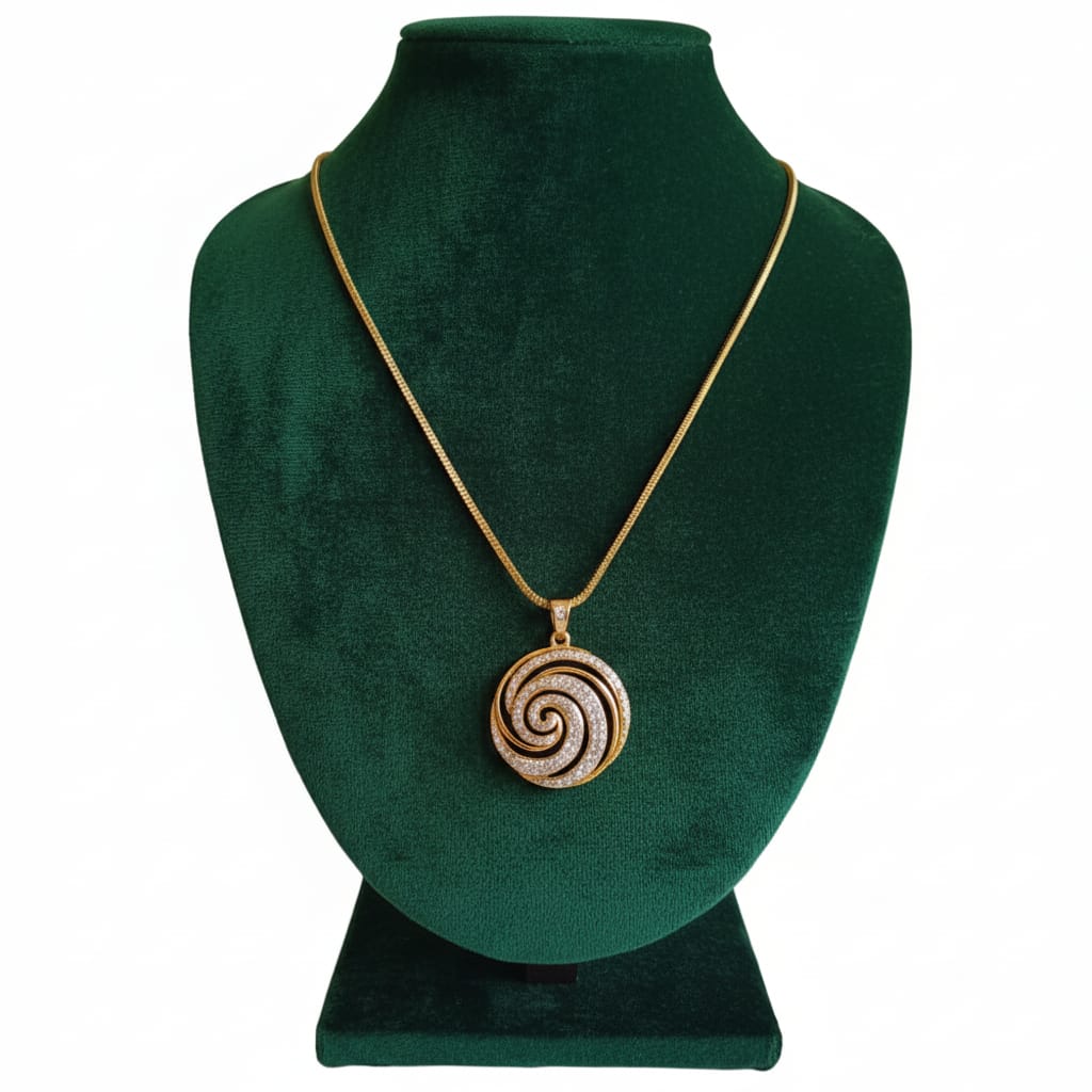 Pave Spiral Medallion Necklace