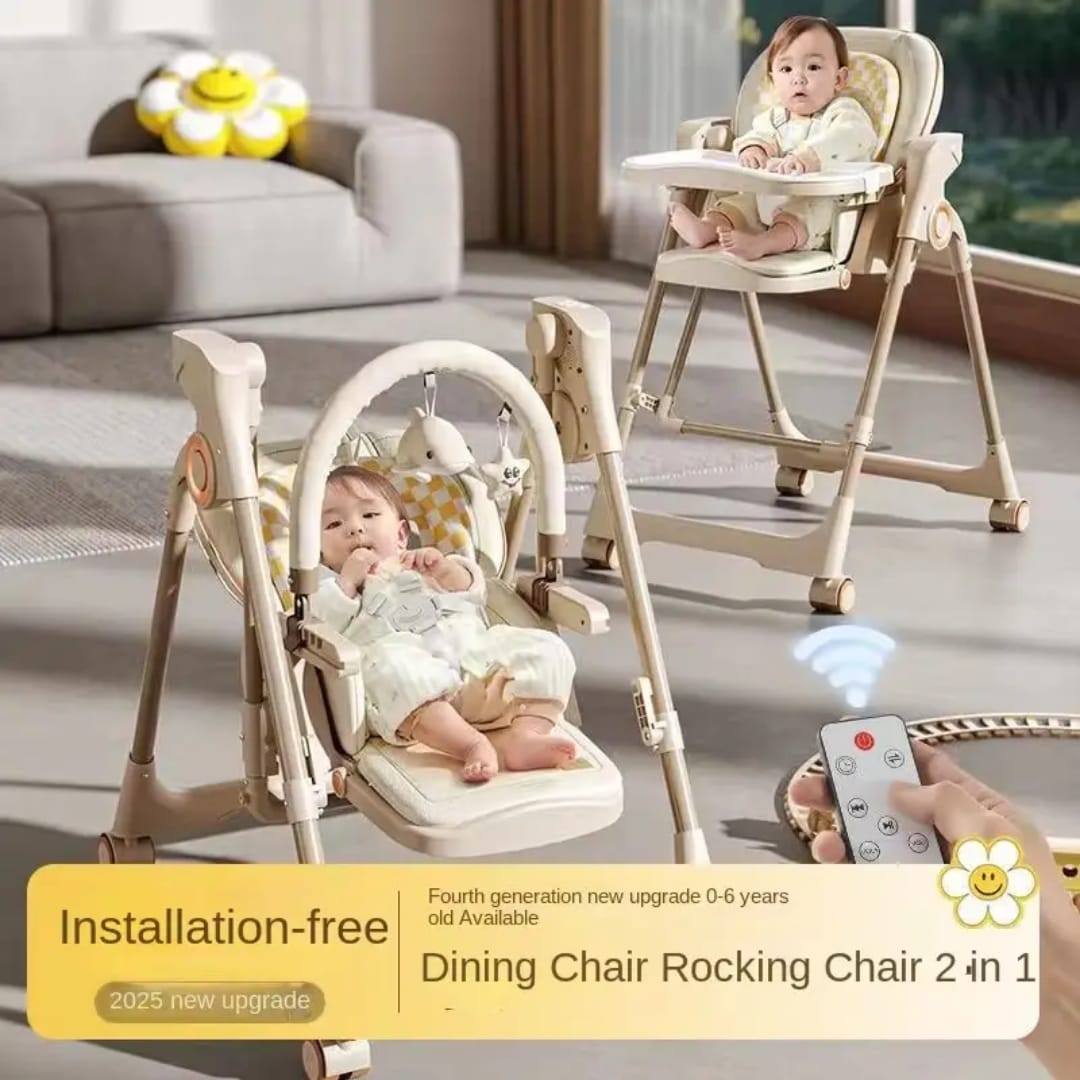 Electric 2 in 1 High Swing Chair Multifunction Rocking Dining Chair for Baby Children Dining