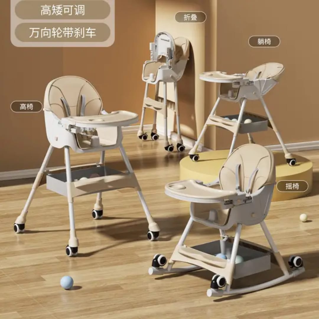 Portable Multifunctional Plastic Baby Dining Chair Foldable Adjusting Children's Dining Table for Home Use Living Room